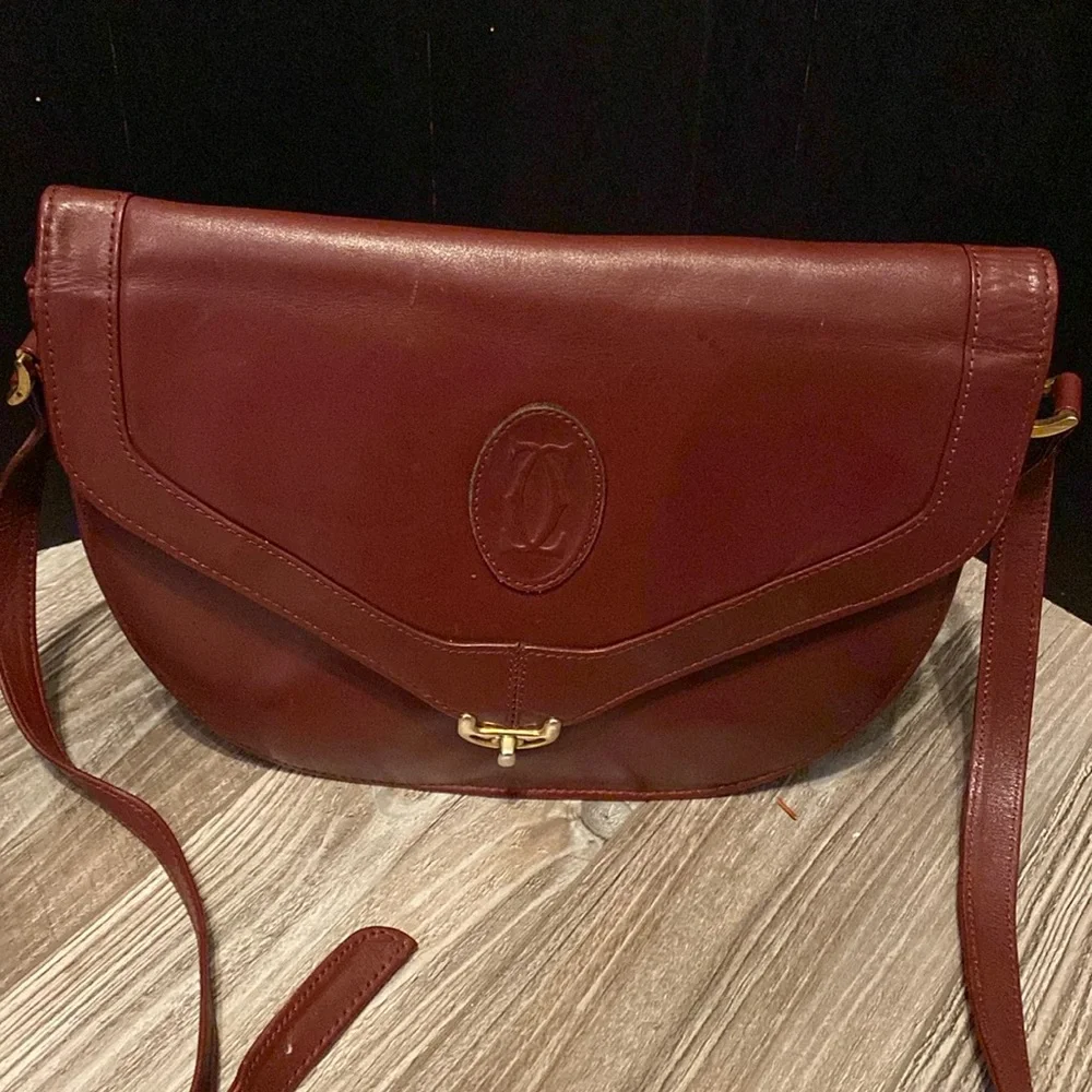 Vintage Cartier Burgundy  Calf Leather  Bag - Picture 4 of 16